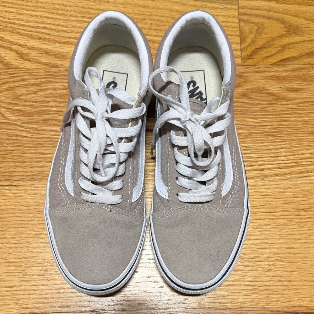 Vans Taupe and White Suede Sneakers